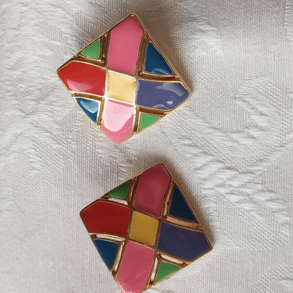 Colorful Color Block Abstract Peak Through Diagon… - image 1